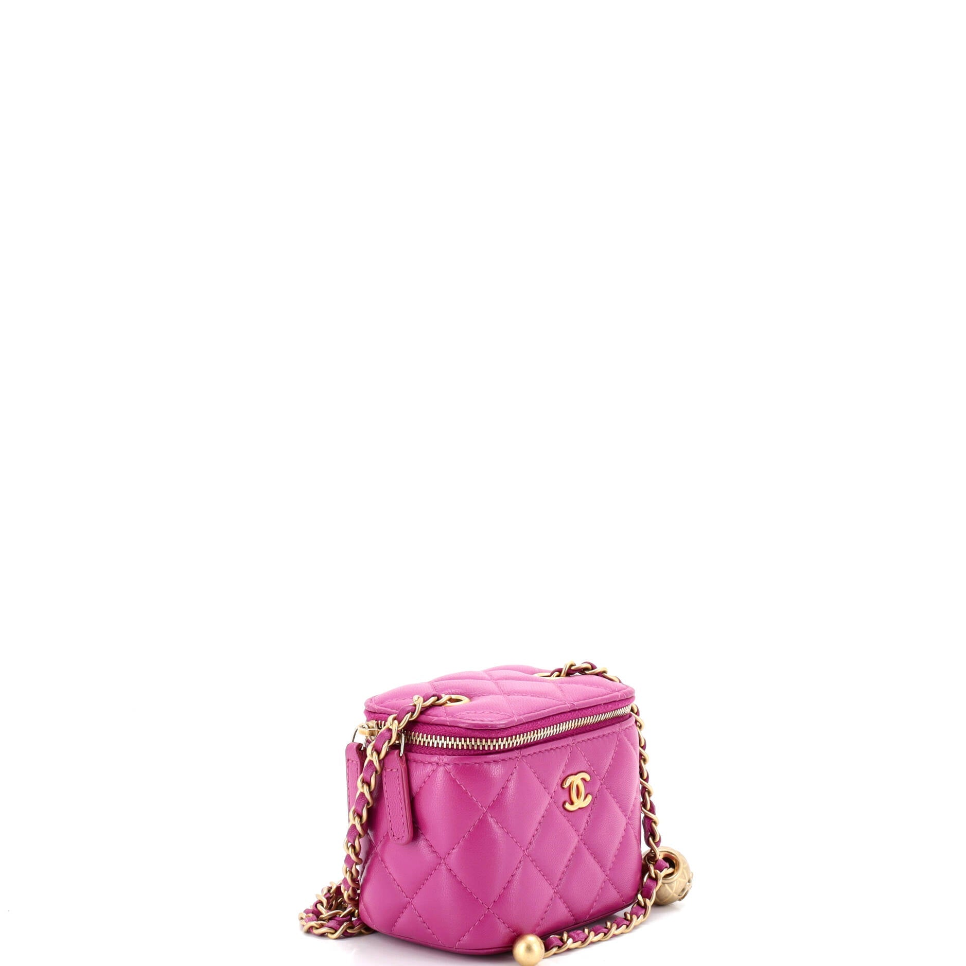 Pearl Crush Vanity Case with Chain Quilted Lambskin Mini