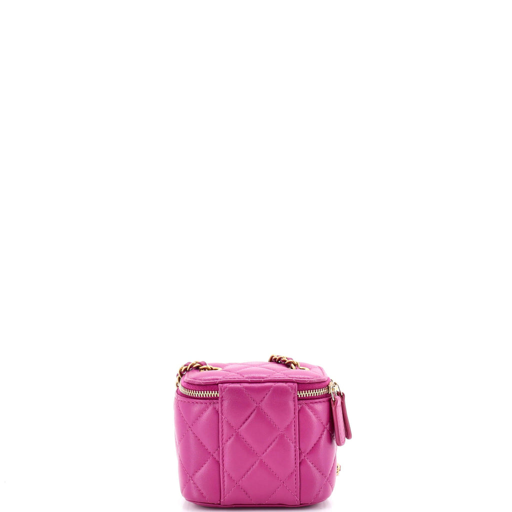Pearl Crush Vanity Case with Chain Quilted Lambskin Mini