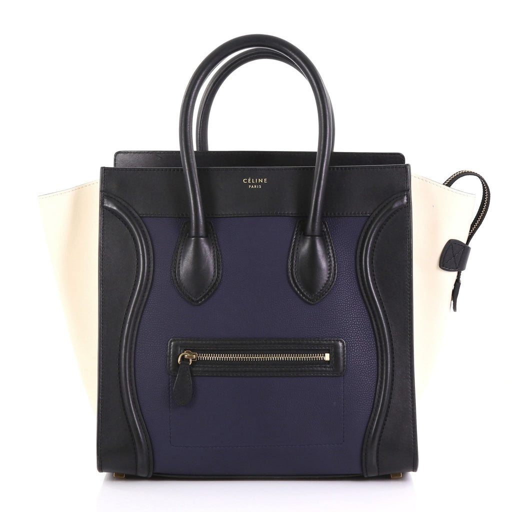 Tricolor Luggage Handbag Leather Mini