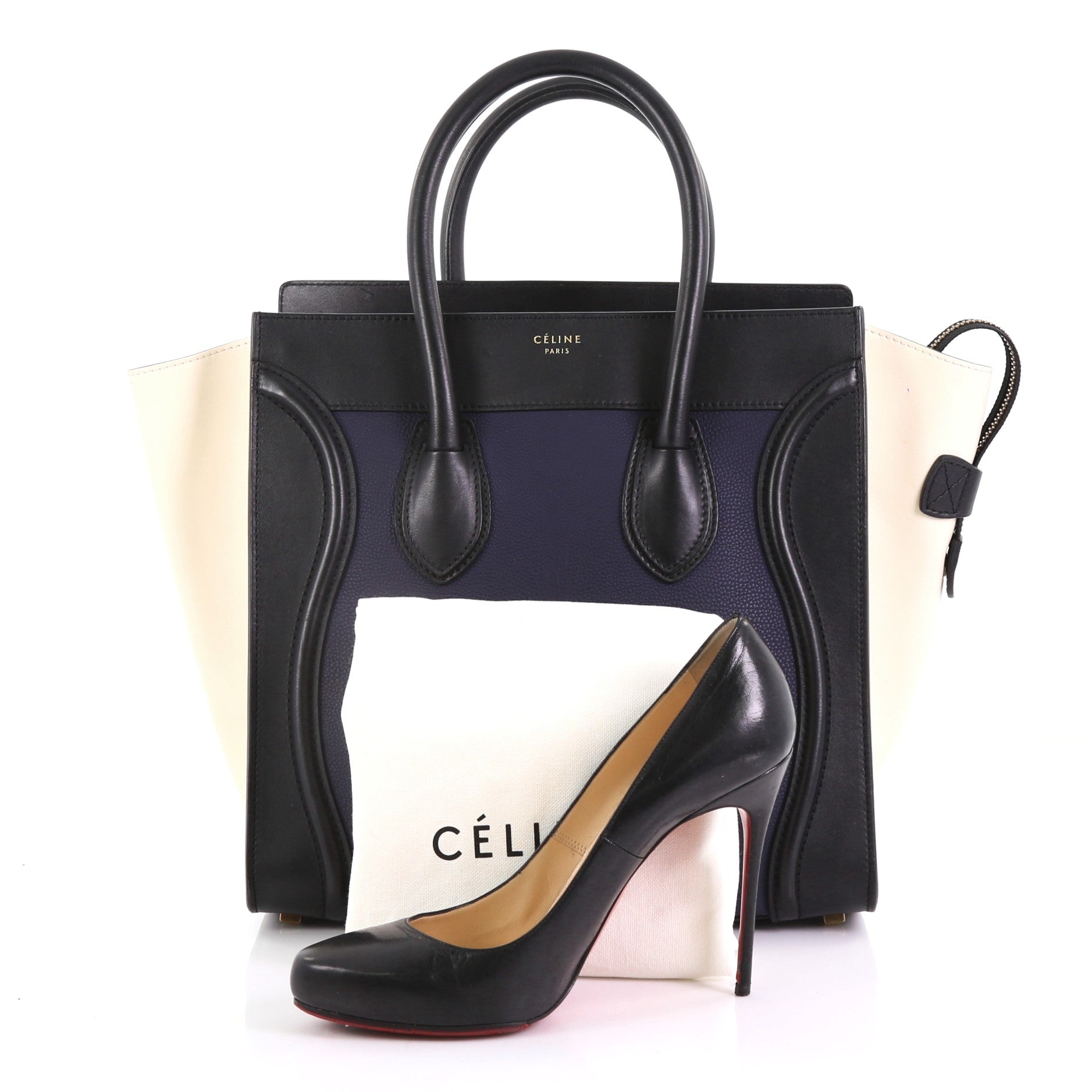 Tricolor Luggage Handbag Leather Mini