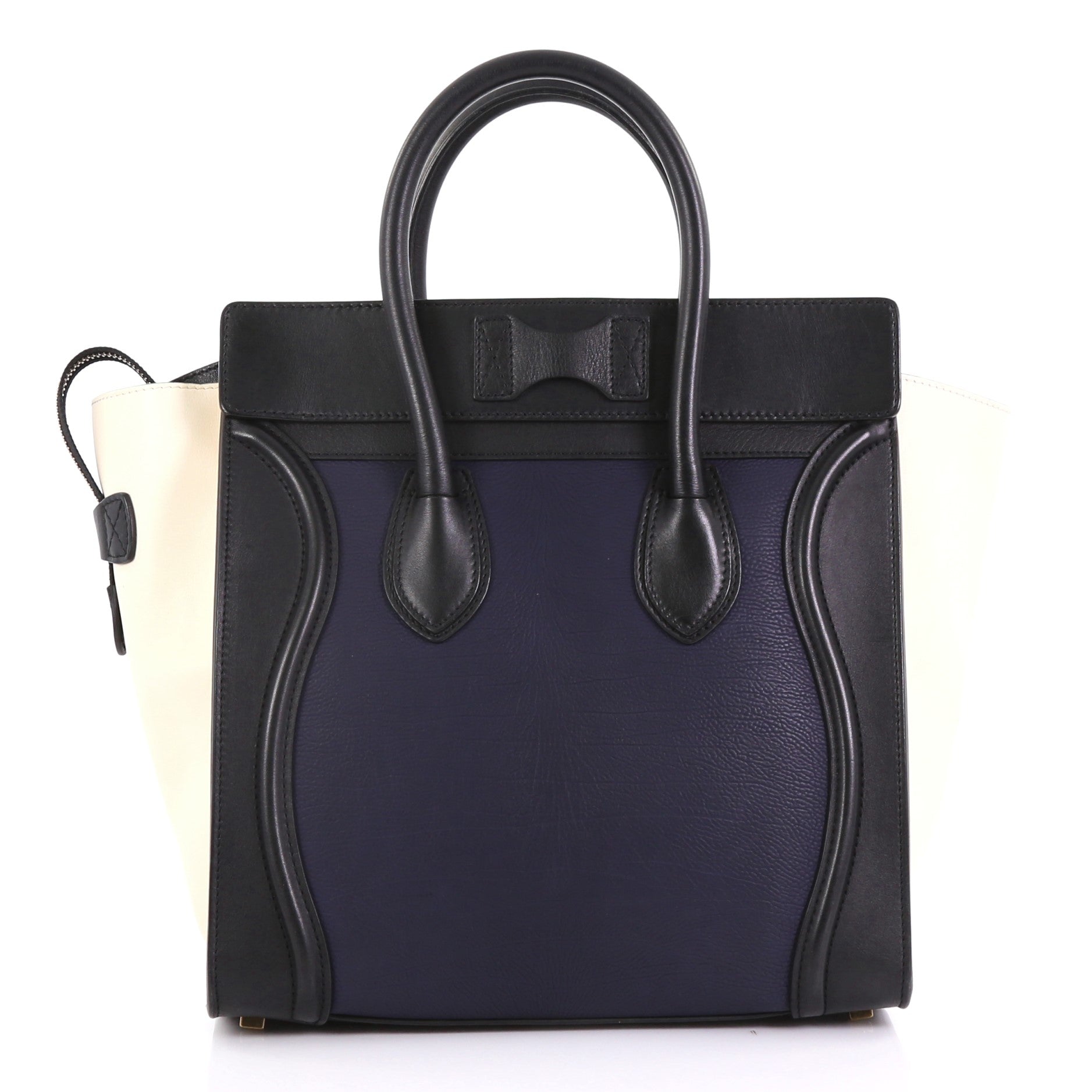 Tricolor Luggage Handbag Leather Mini