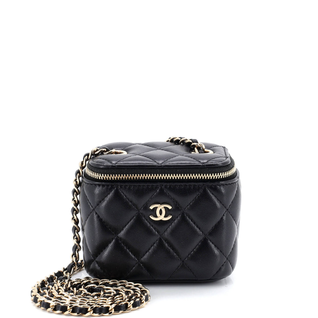 Classic Vanity Case with Chain Quilted Lambskin Mini