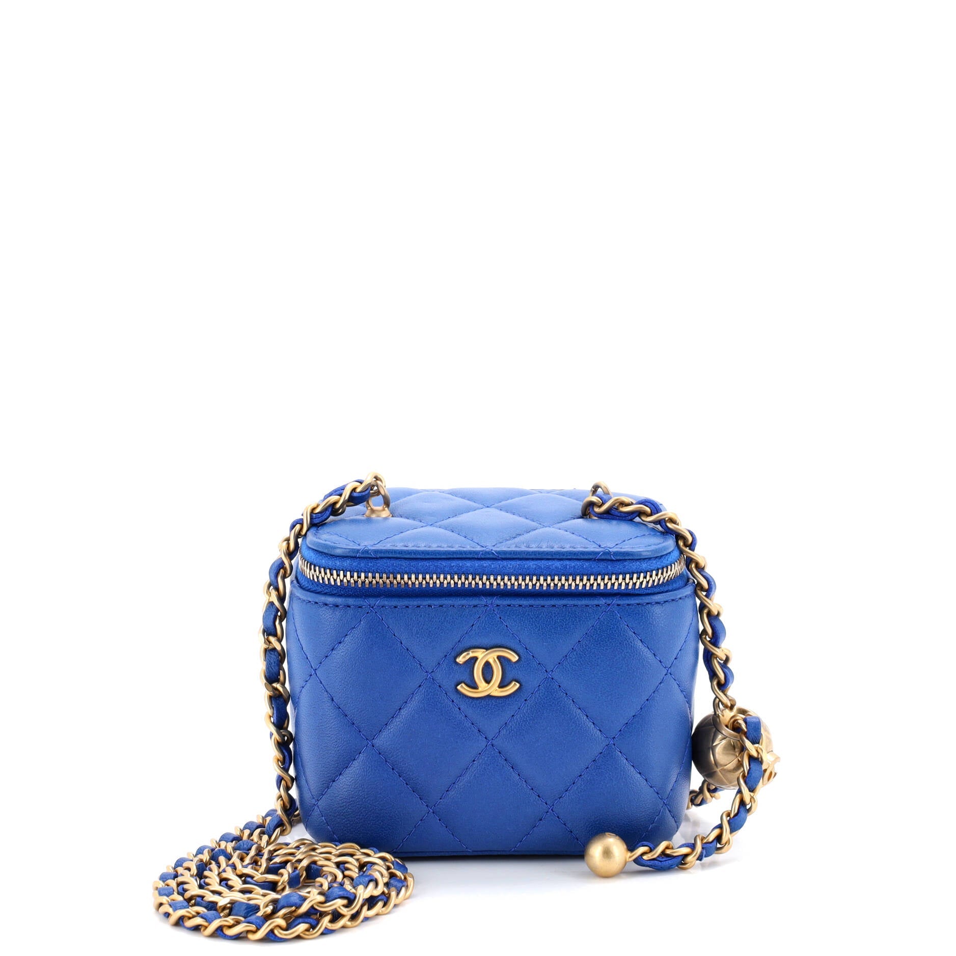 Pearl Crush Vanity Case with Chain Quilted Lambskin Mini