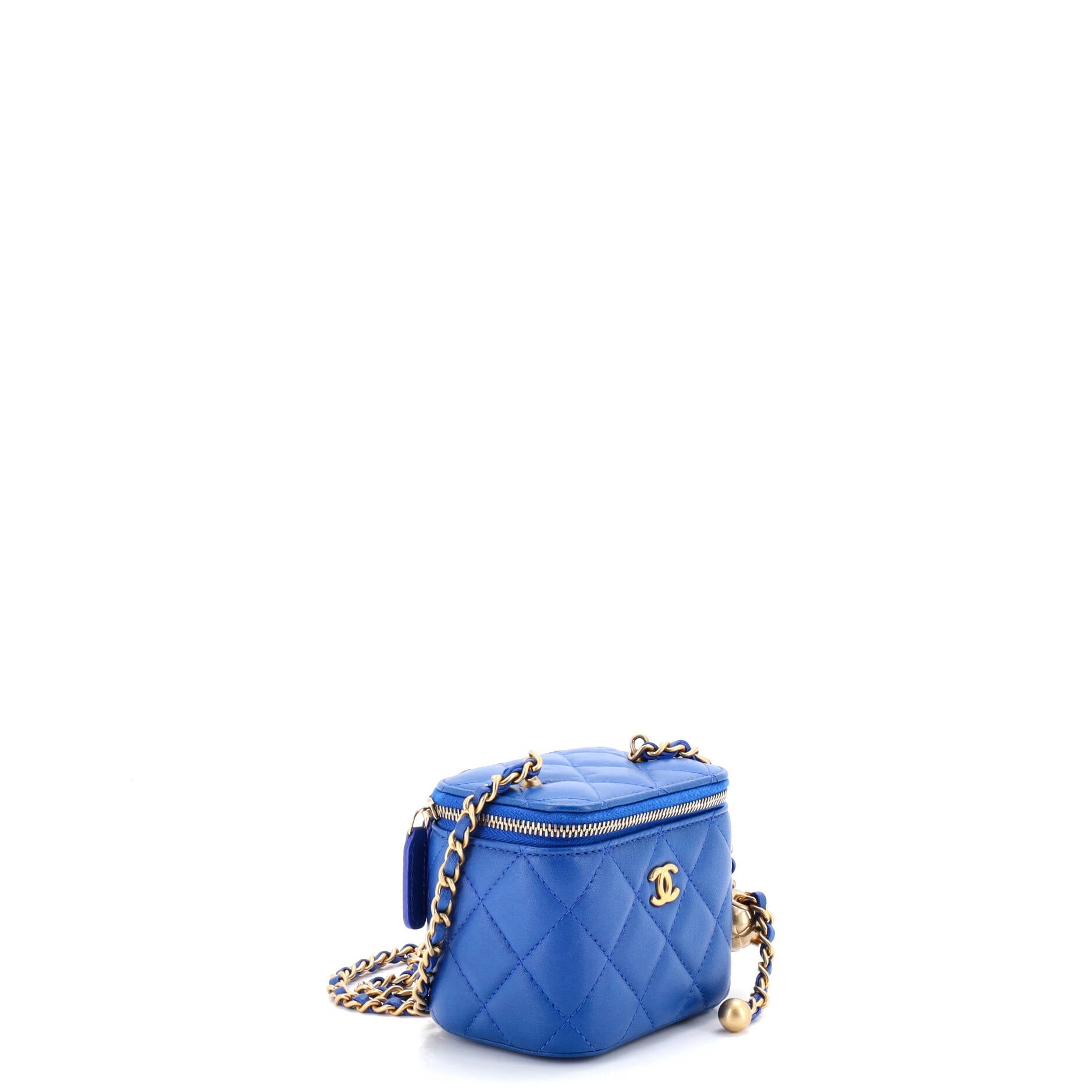Pearl Crush Vanity Case with Chain Quilted Lambskin Mini