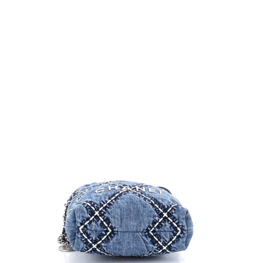 22 Chain Hobo Quilted Stitched Denim Mini
