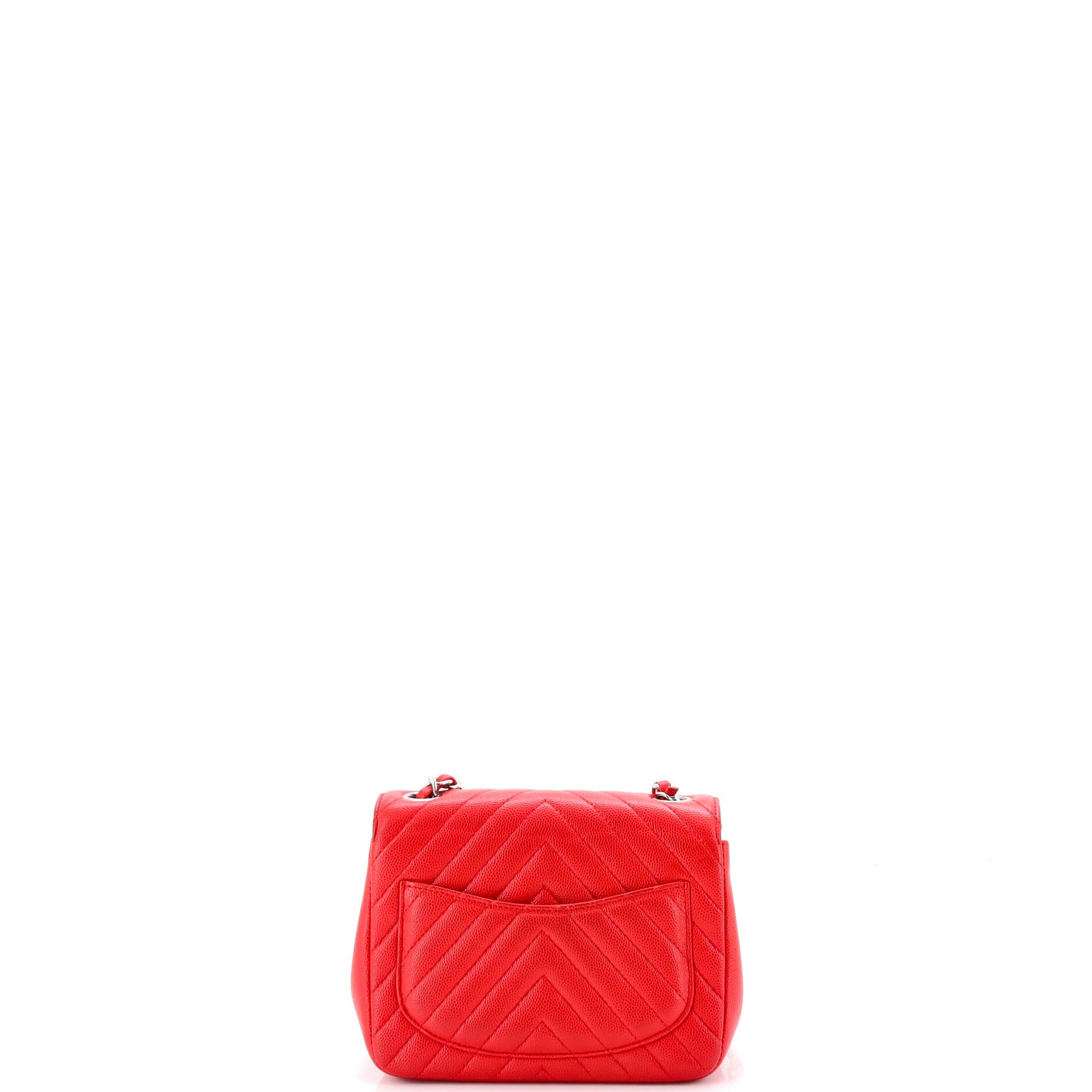 Square Classic Single Flap Bag Chevron Caviar Mini