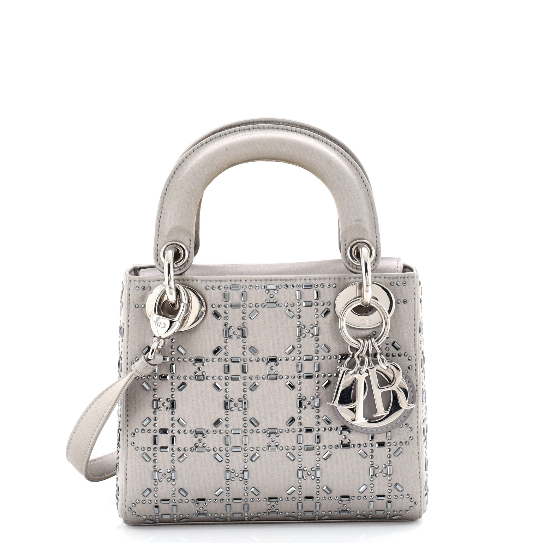 Lady Dior Bag Crystal Embellished Cannage Quilt Satin Mini