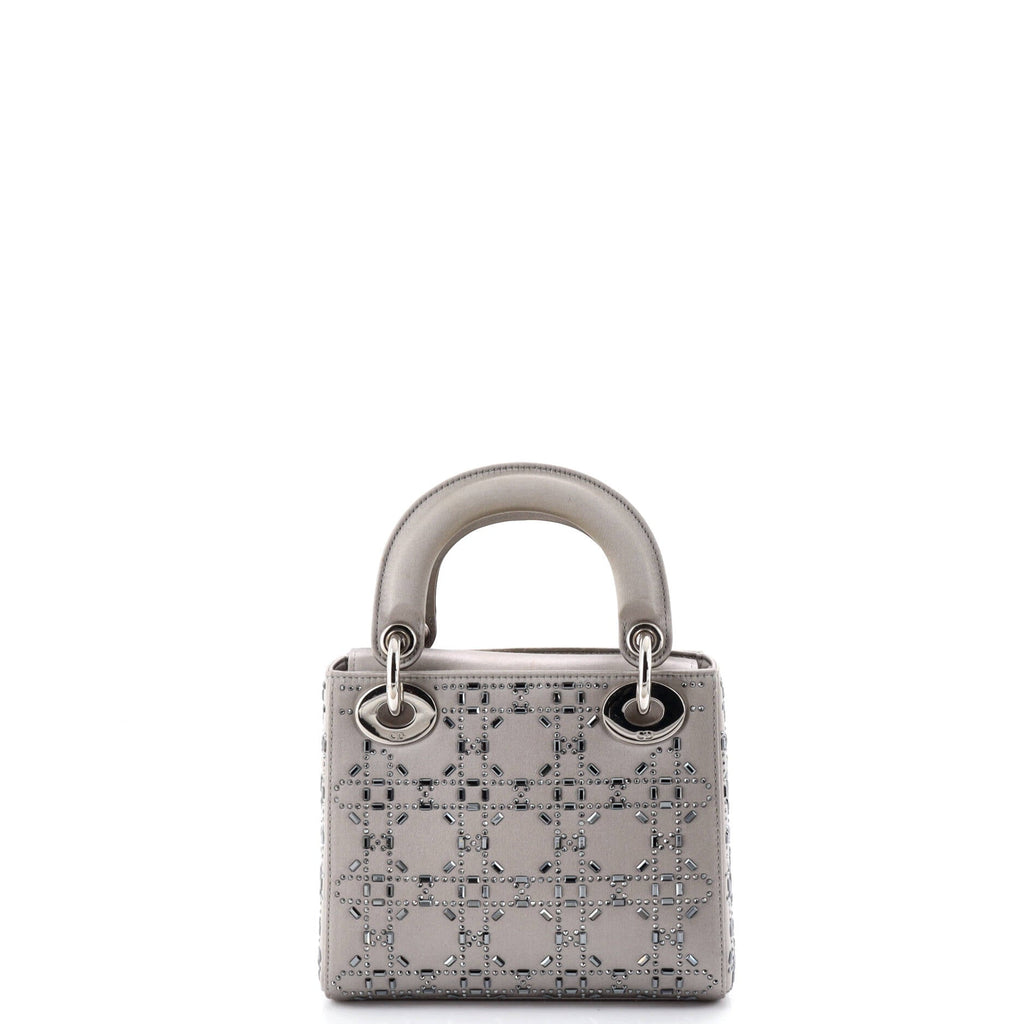 Lady Dior Bag Crystal Embellished Cannage Quilt Satin Mini