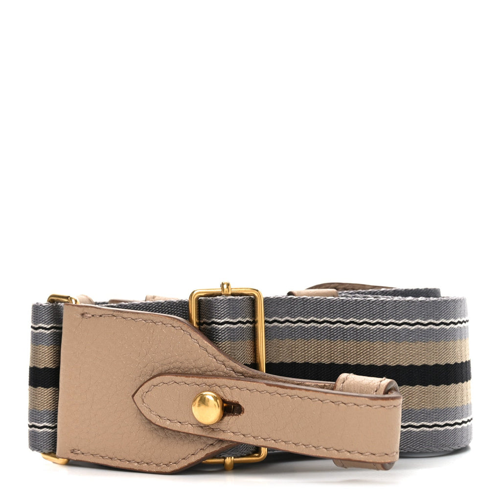 Vitello Daino Striped Fabric Shoulder Strap Cammeo