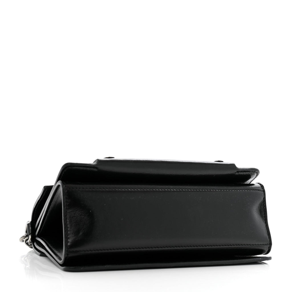 Studded Crinkled Patent Goatskin Small GV3 Shoulder Bag Black