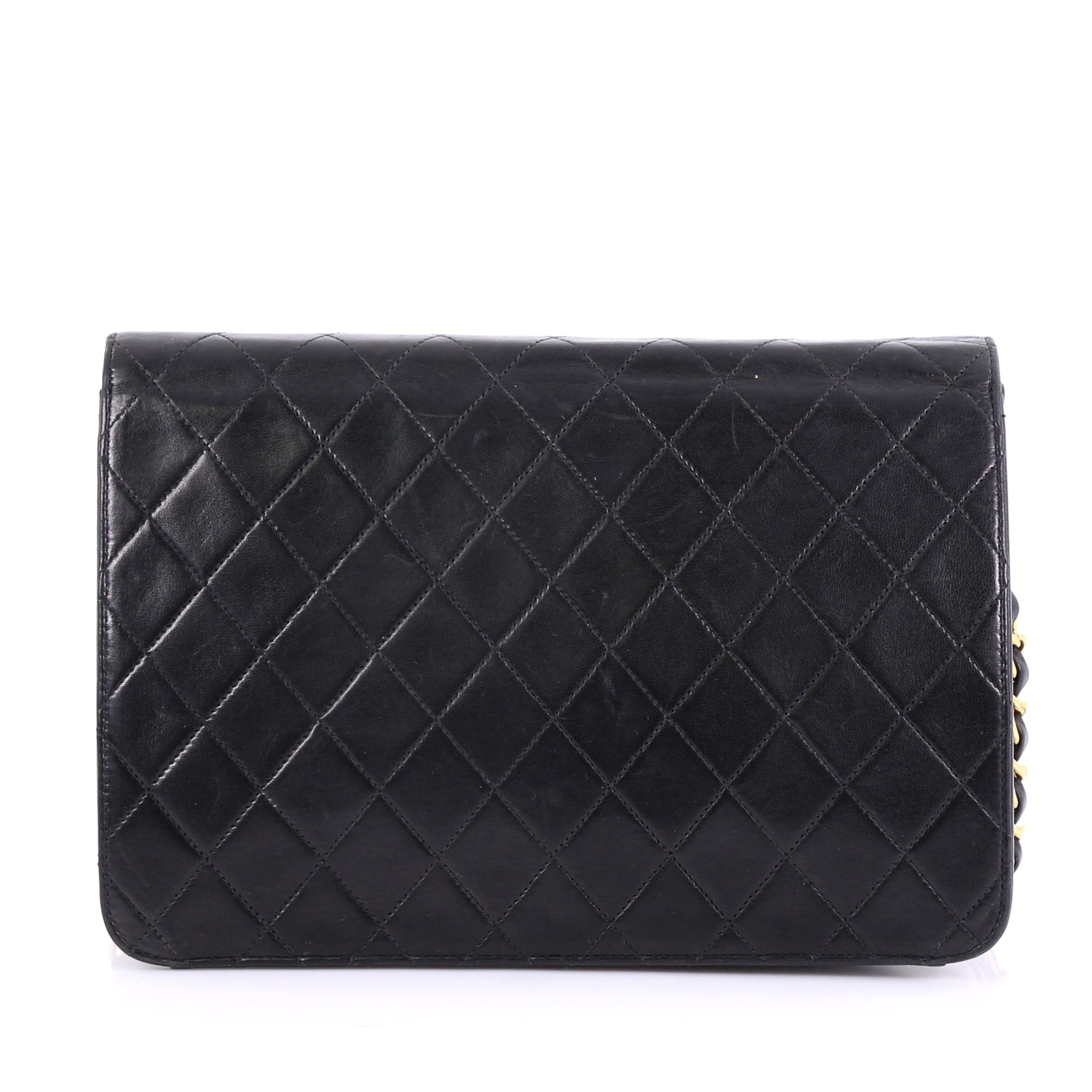 Vintage Clutch with Chain Quilted Leather Medium
