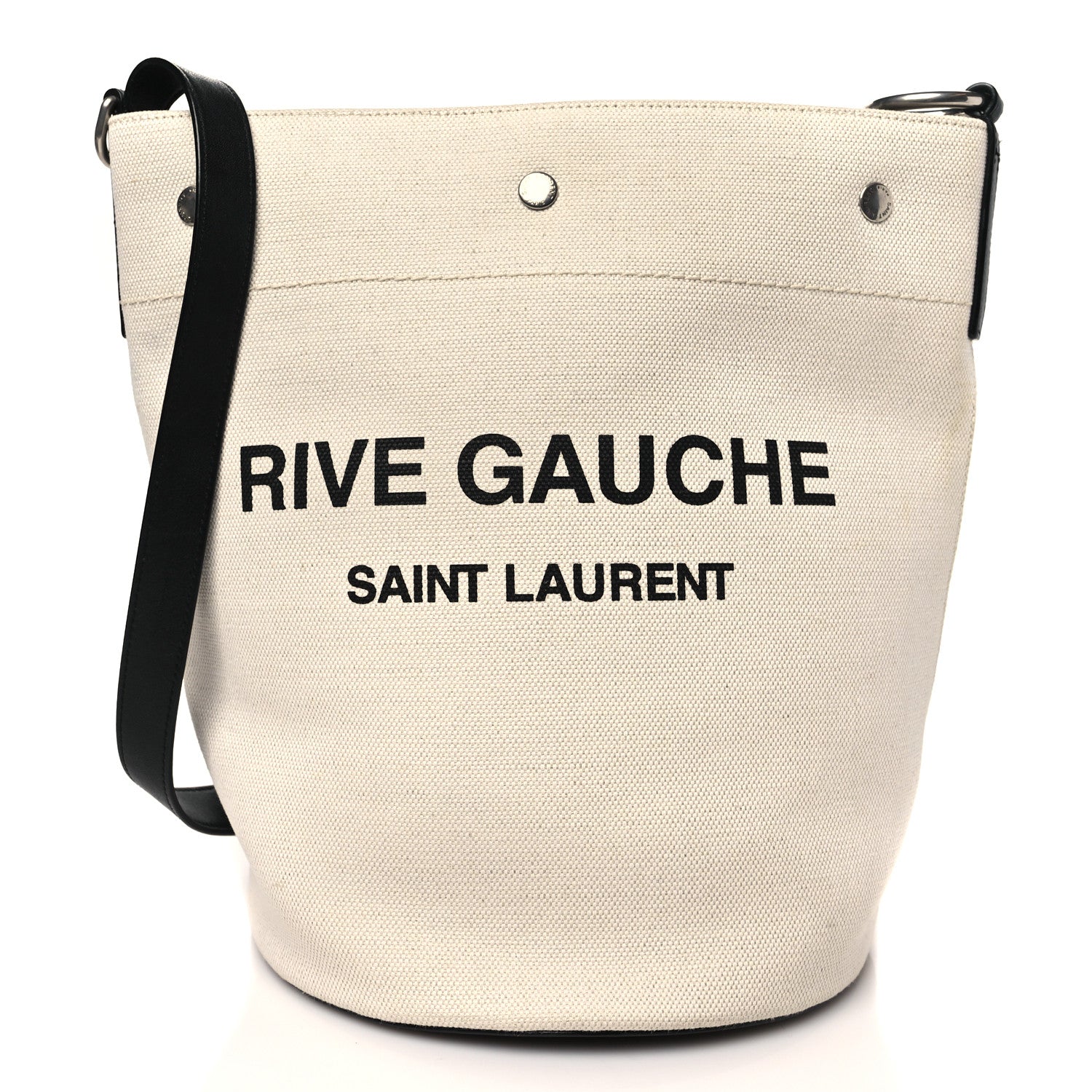 Linen Calfskin Rive Gauche Bucket Bag Greggio Natural