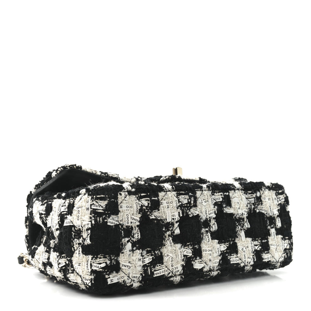 Tweed Quilted Mini Rectangular Flap Black Ecru White