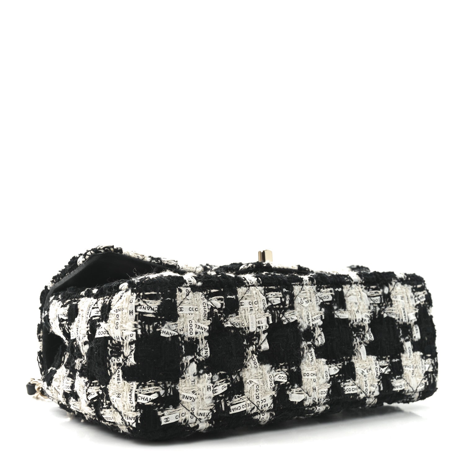 Tweed Quilted Mini Rectangular Flap Black Ecru White