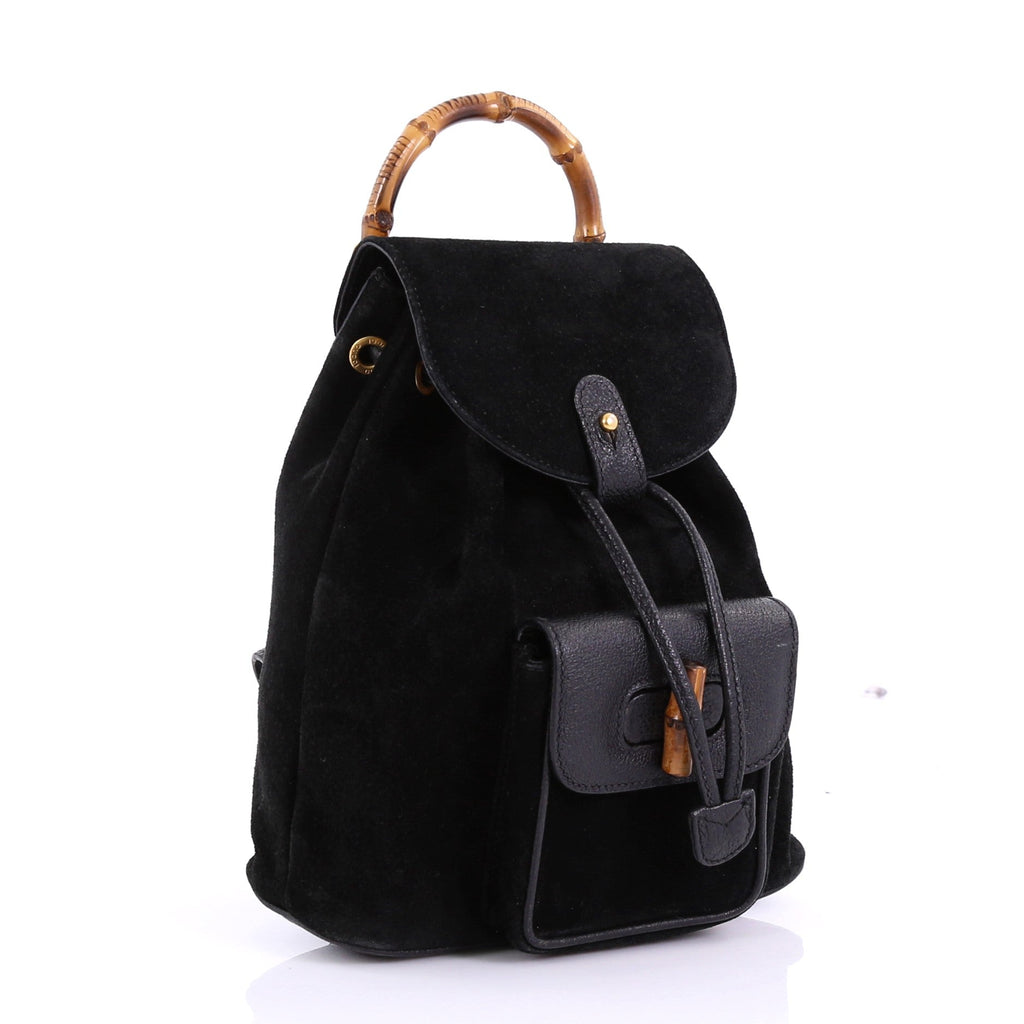 Vintage Bamboo Backpack Suede Mini