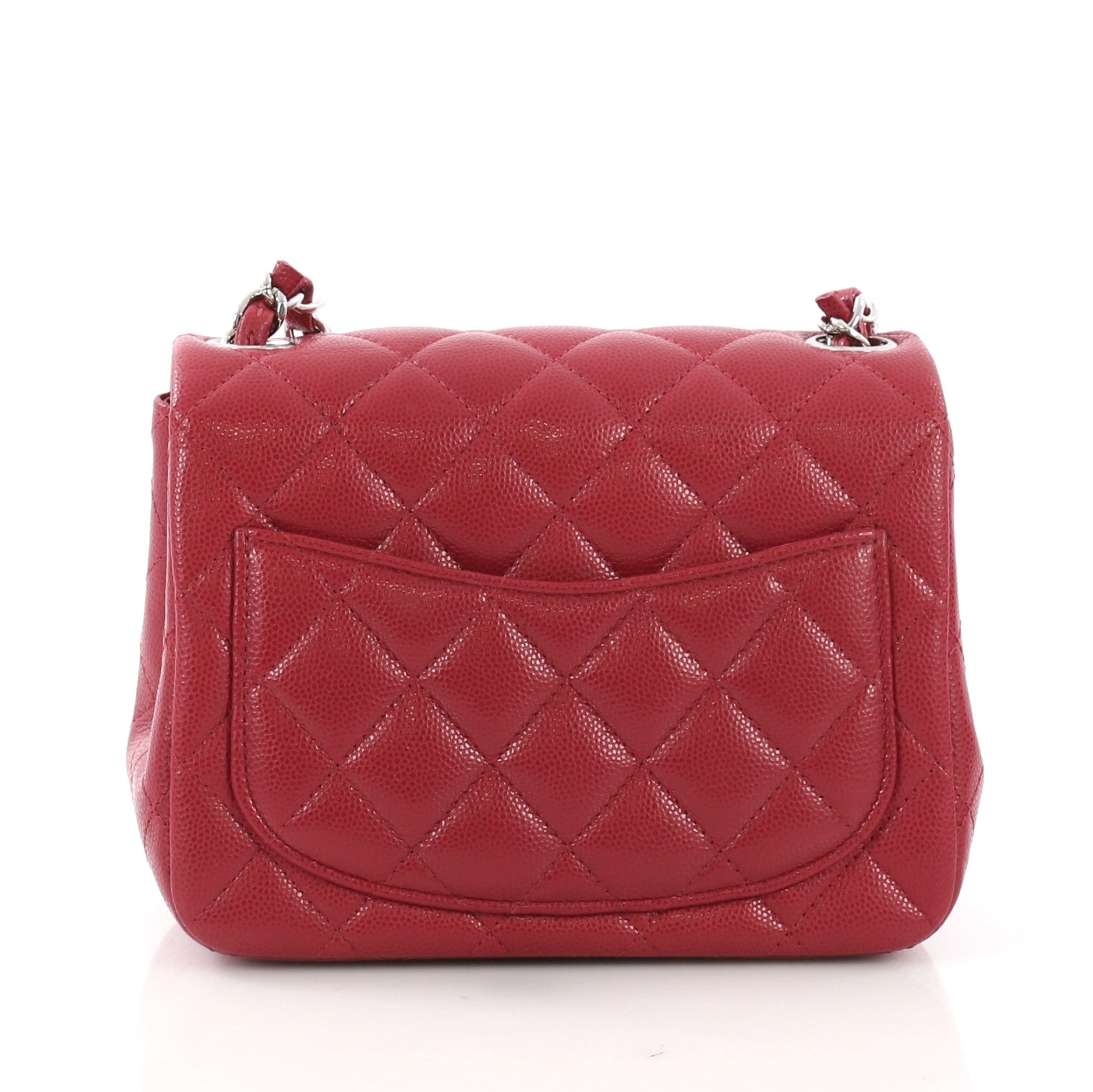 Square Classic Single Flap Bag Quilted Caviar Mini