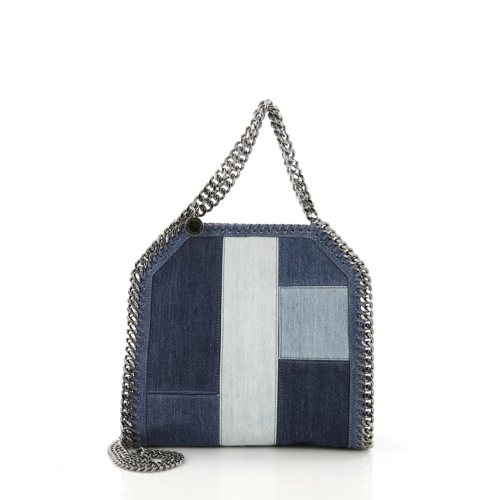 Falabella Fold Over Crossbody Bag Denim Patchwork Mini