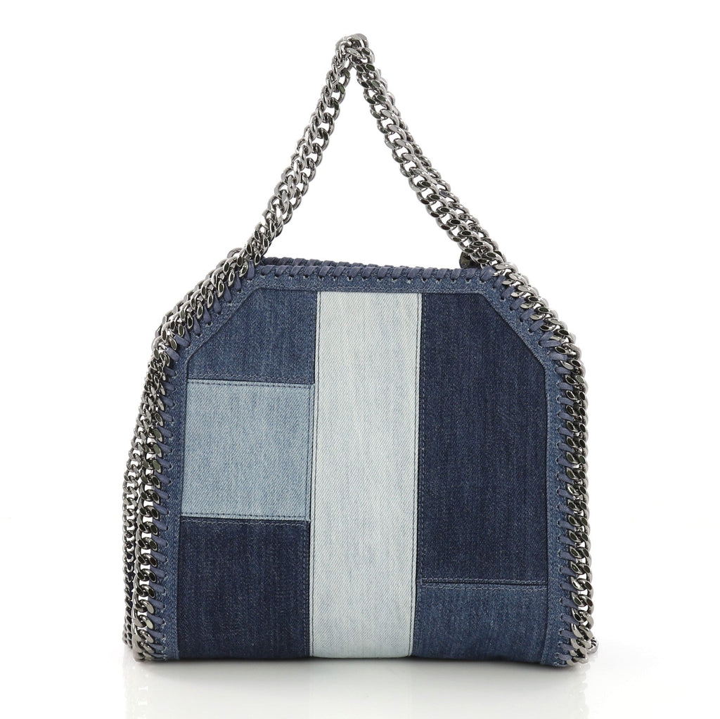 Falabella Fold Over Crossbody Bag Denim Patchwork Mini