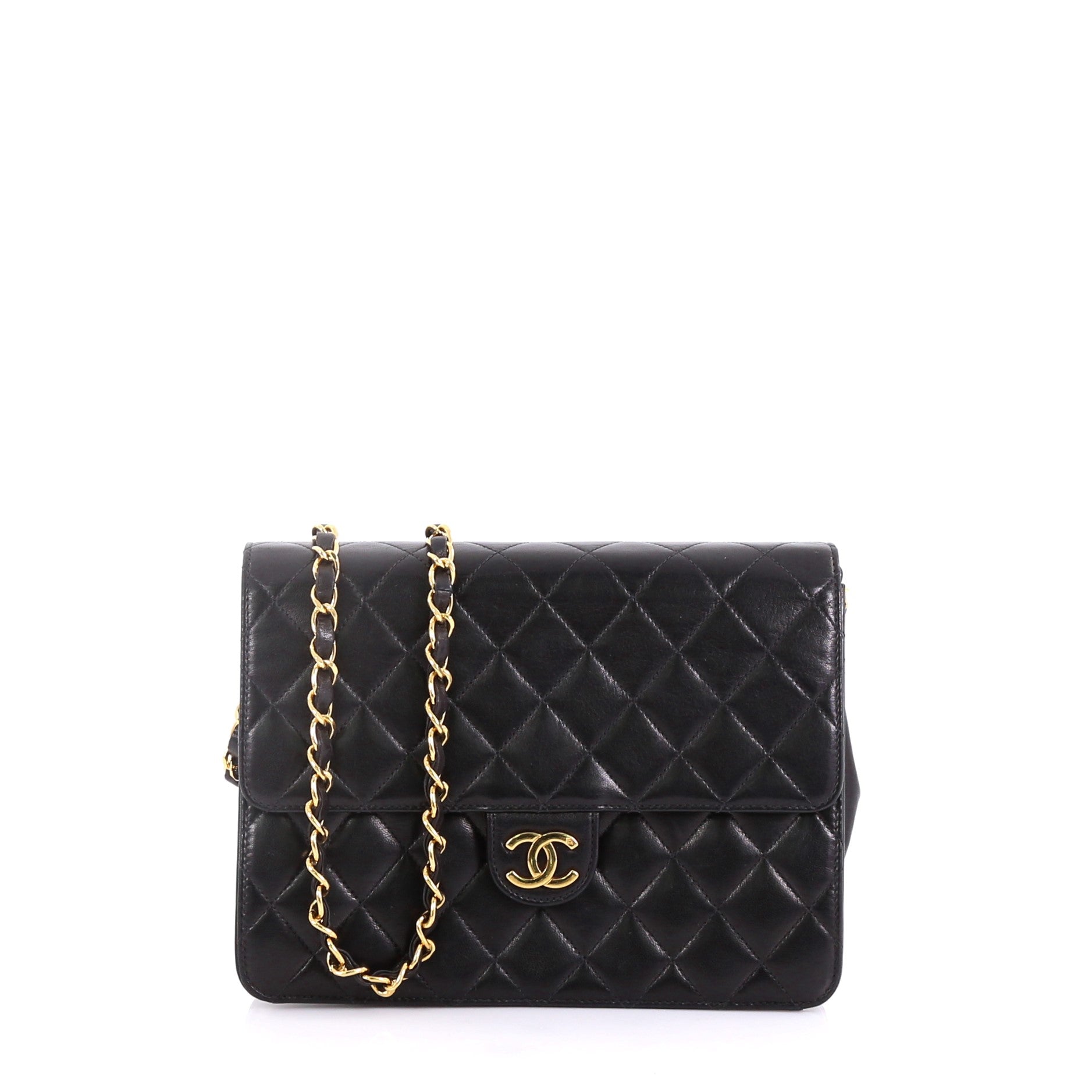 Vintage Clutch with Chain Quilted Leather Small