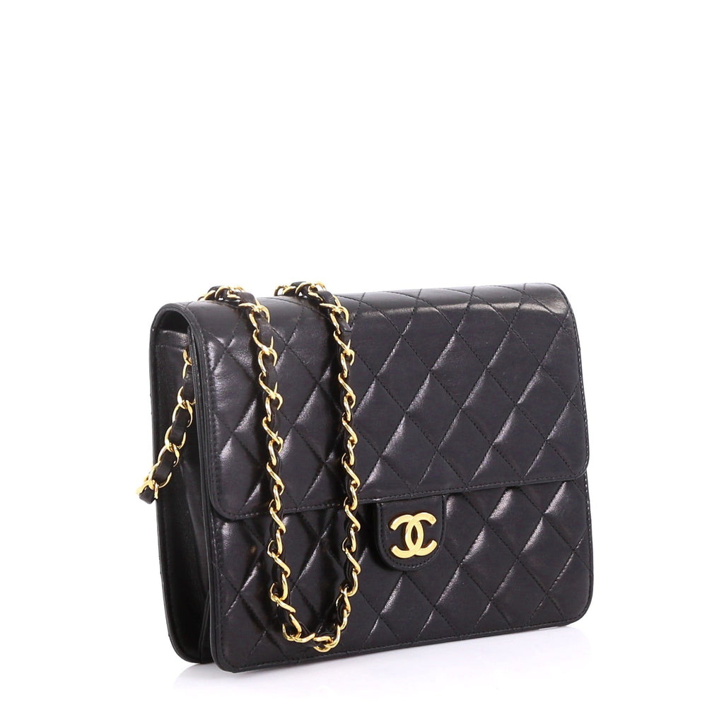 Vintage Clutch with Chain Quilted Leather Small