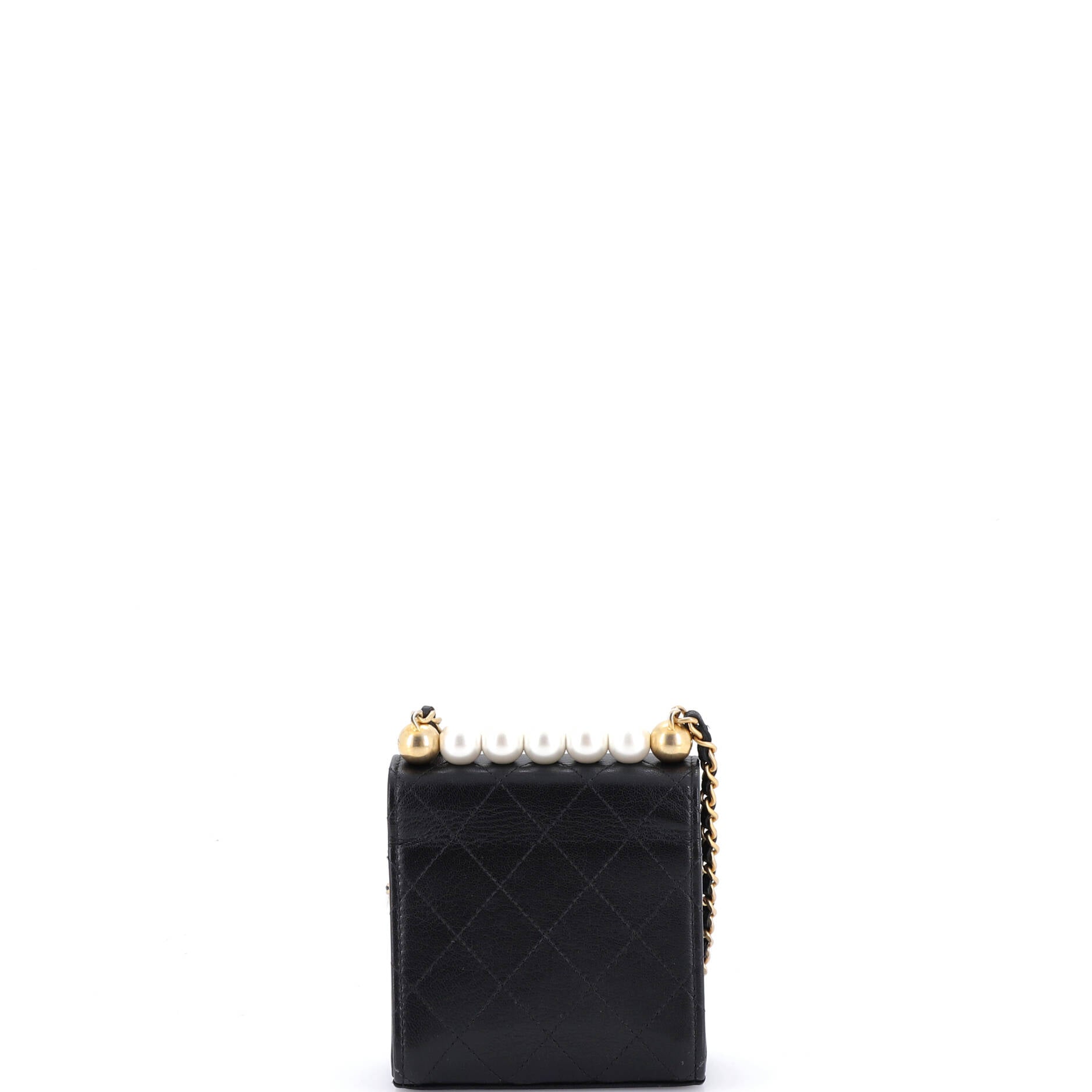 Chic Pearls Flap Clutch with Chain Quilted Goatskin Mini