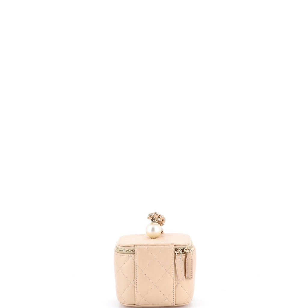 Classic Pearl Vanity Case with Chain Quilted Caviar Mini