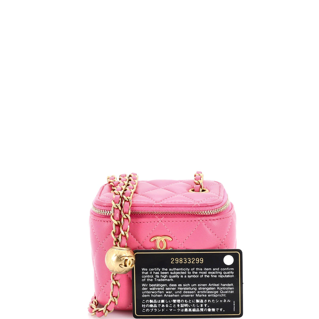 Pearl Crush Vanity Case with Chain Quilted Lambskin Mini