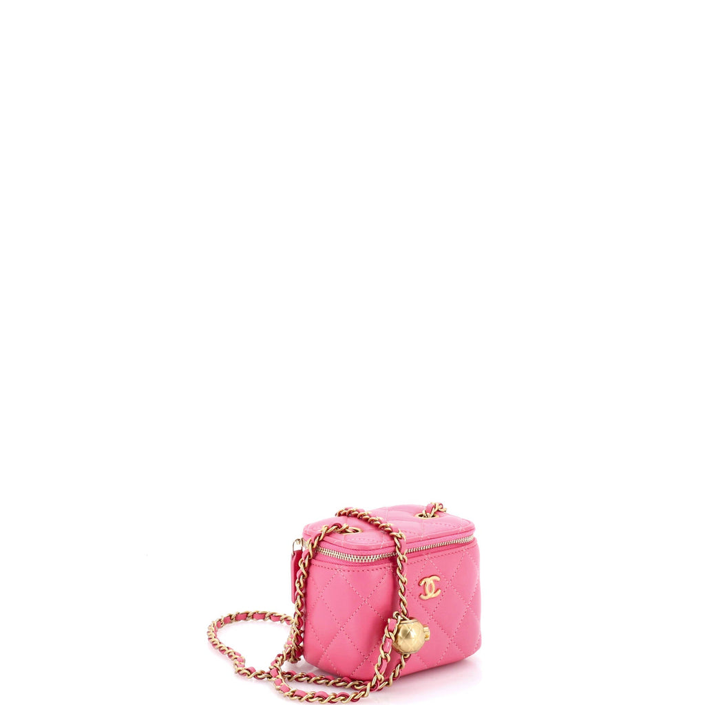 Pearl Crush Vanity Case with Chain Quilted Lambskin Mini