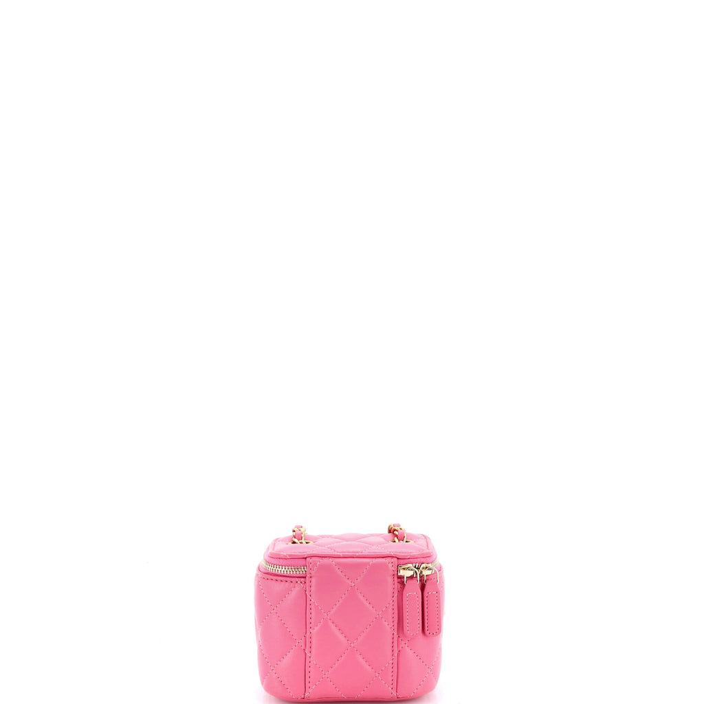 Pearl Crush Vanity Case with Chain Quilted Lambskin Mini