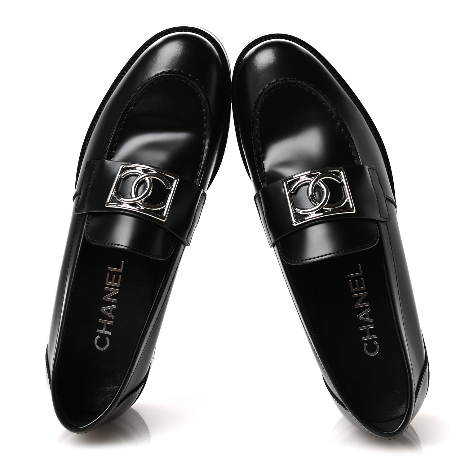 Calfskin Metal CC Loafers 40 Black