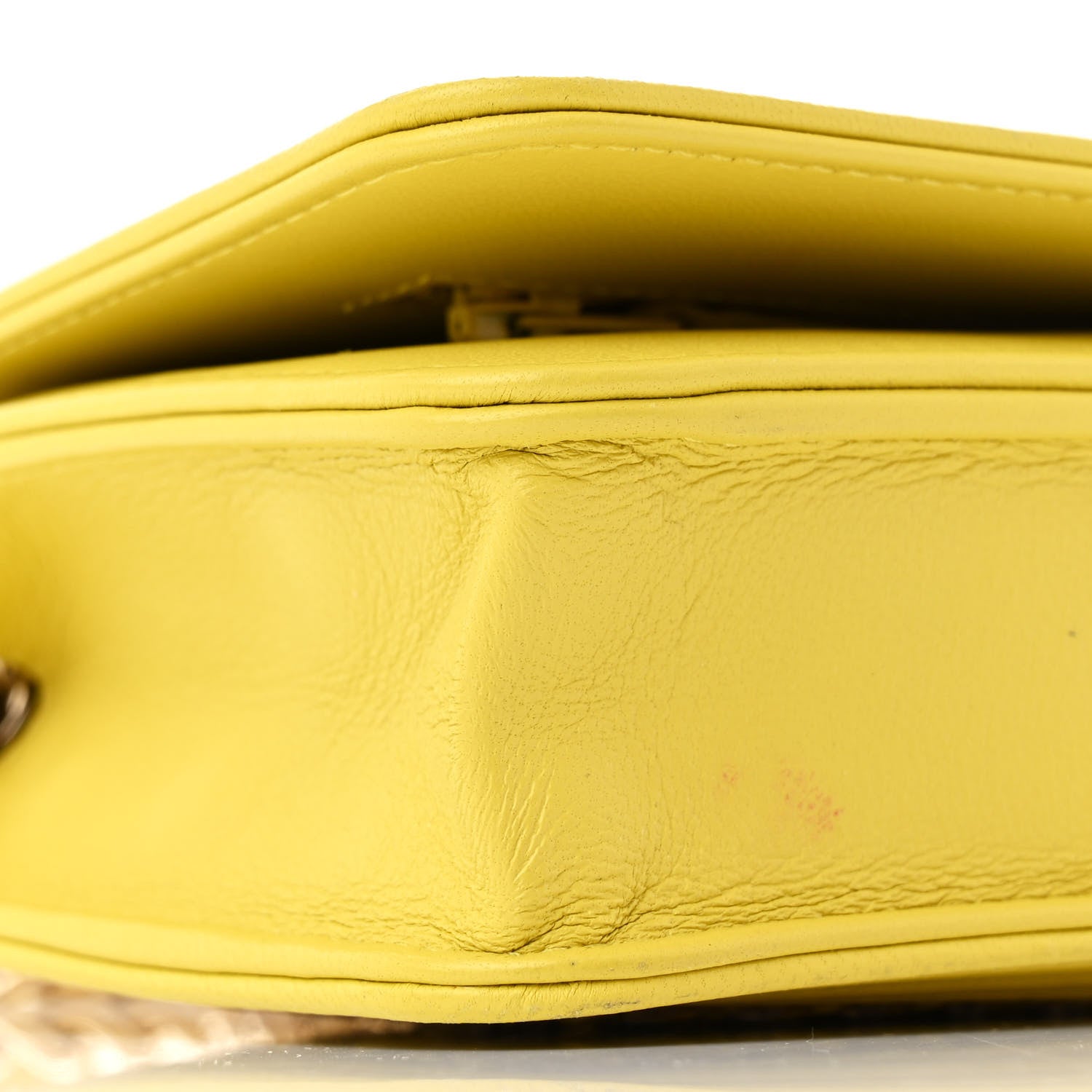 Lambskin Cotten Woven Boy Wallet On Chain WOC Yellow