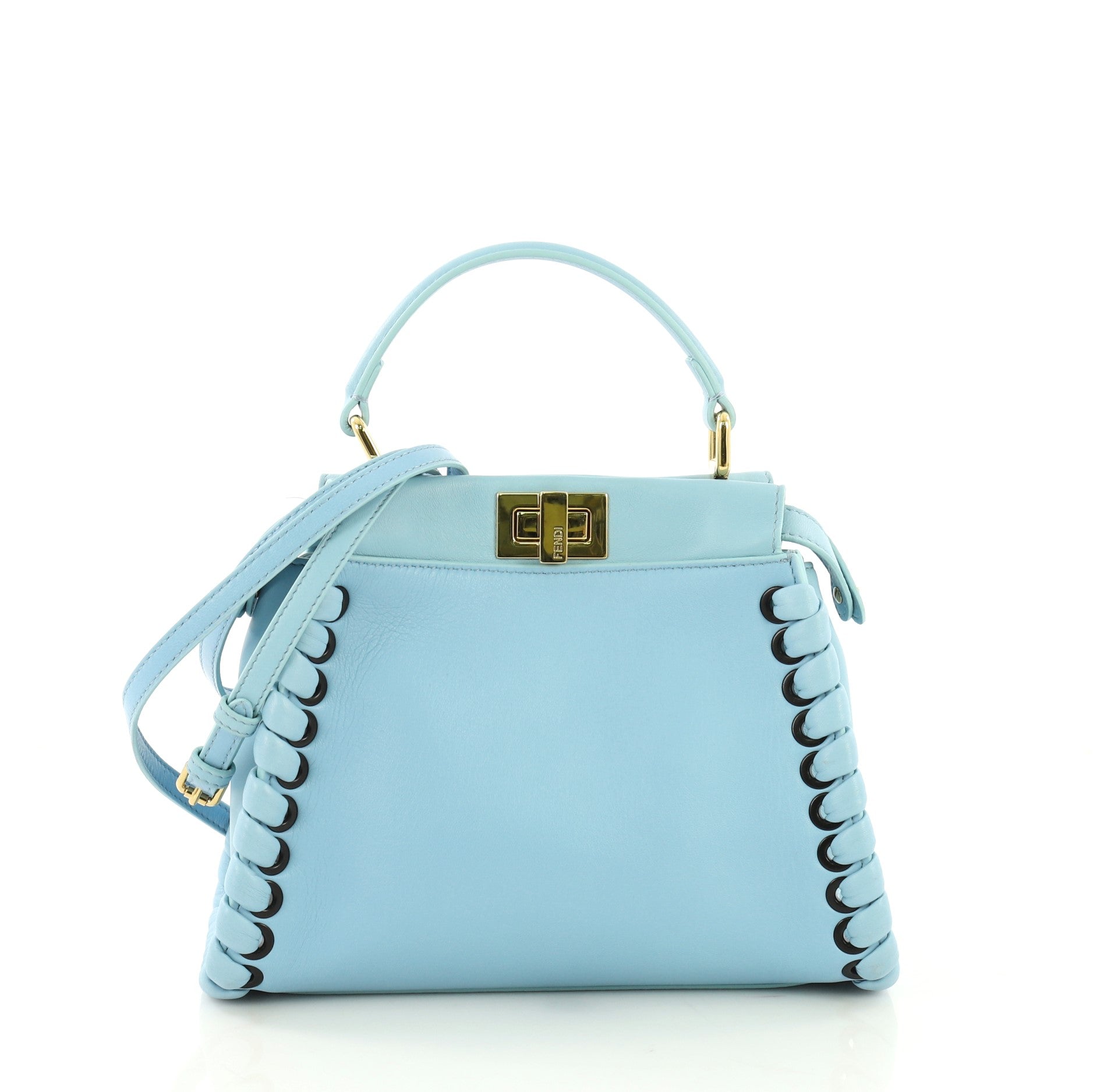 Peekaboo Handbag Whipstitch Leather Mini