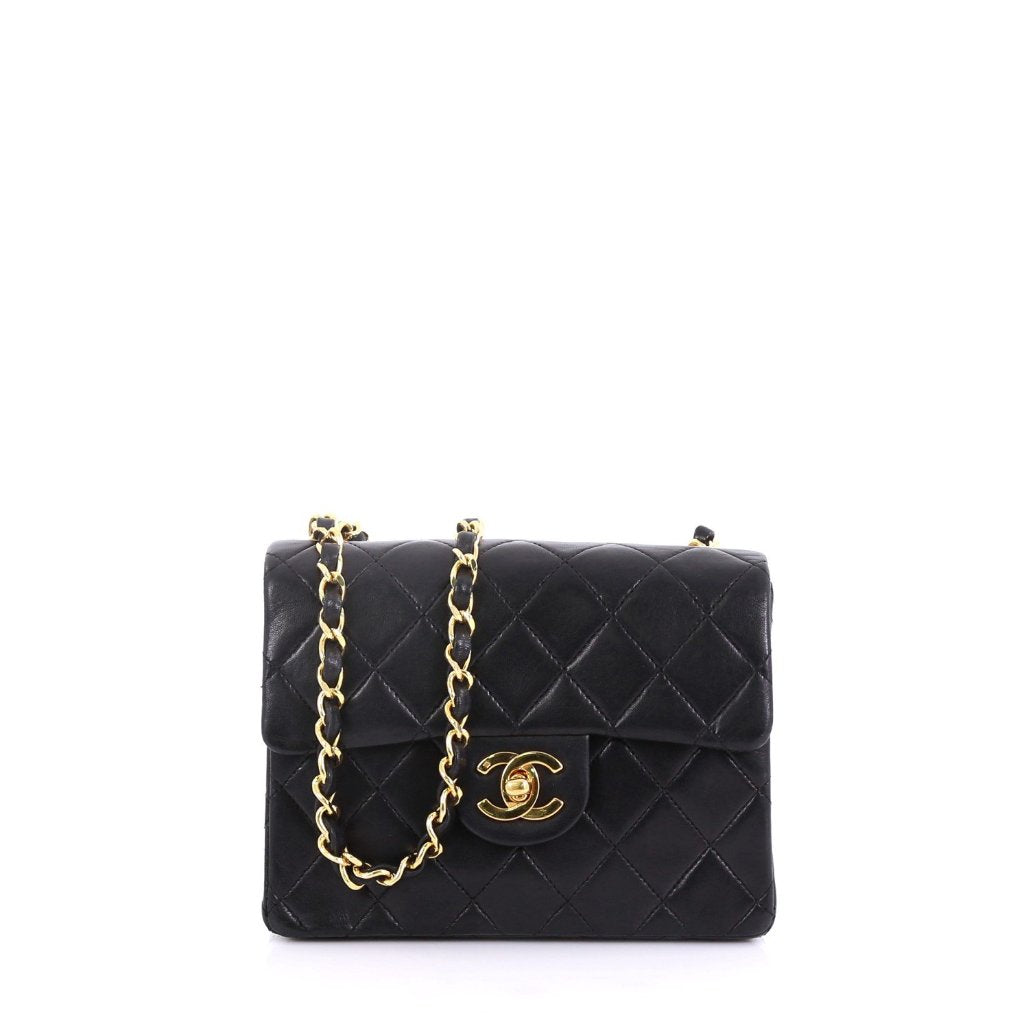 Vintage Square Classic Single Flap Bag Quilted Lambskin Mini