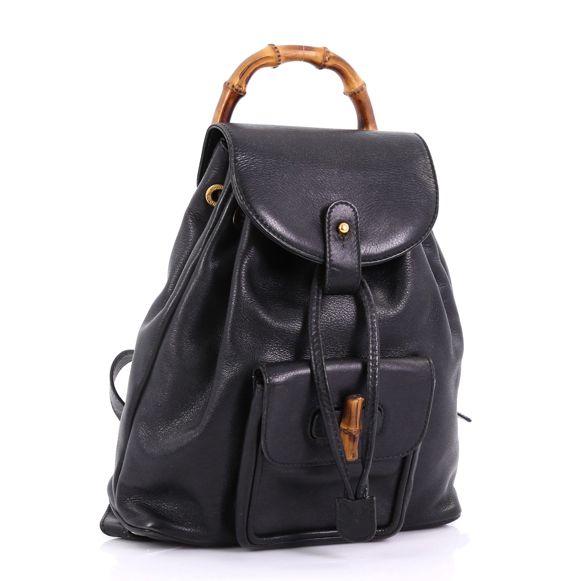 Vintage Bamboo Backpack Leather Mini