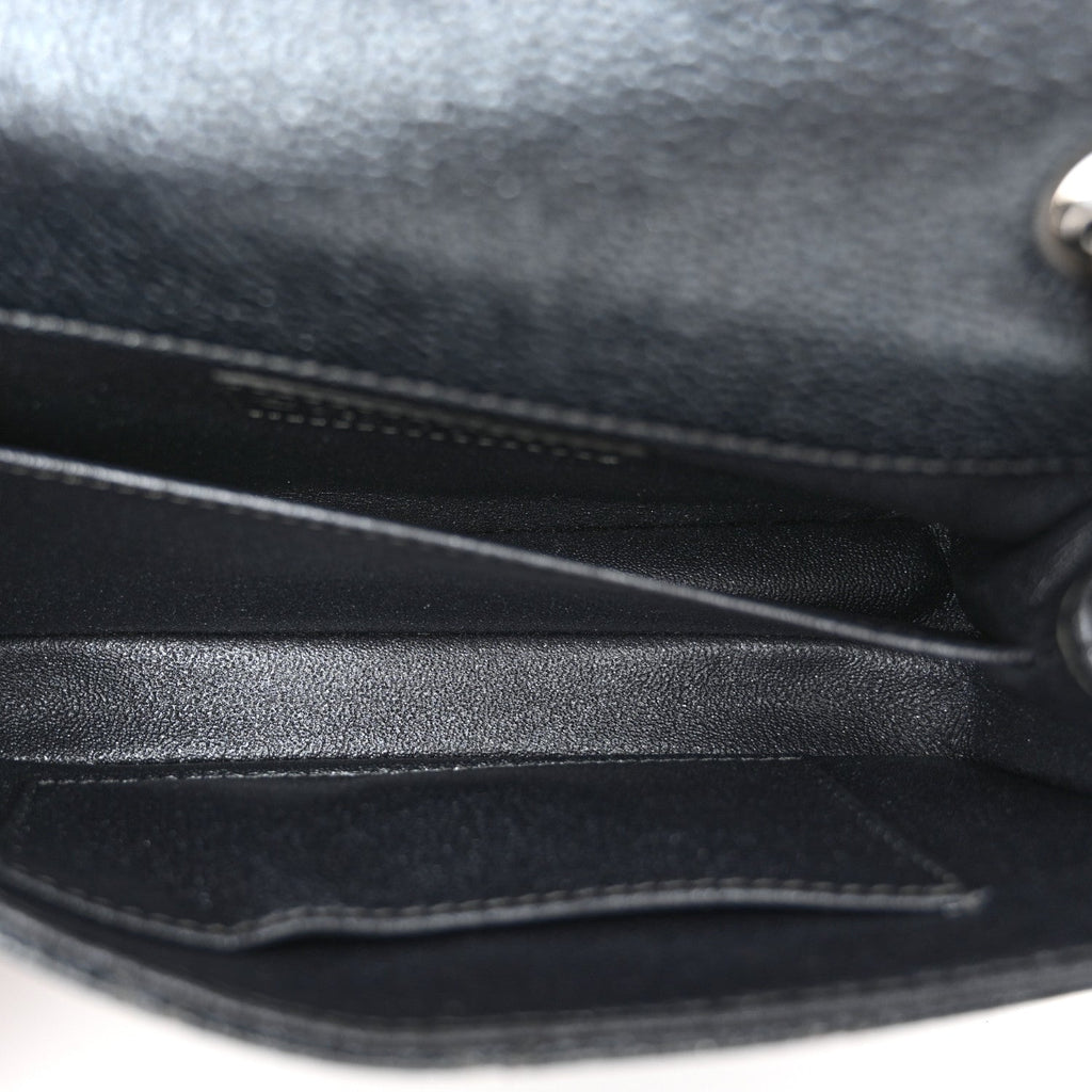 Metallic Caviar Quilted Extra Mini Flap Dark Grey