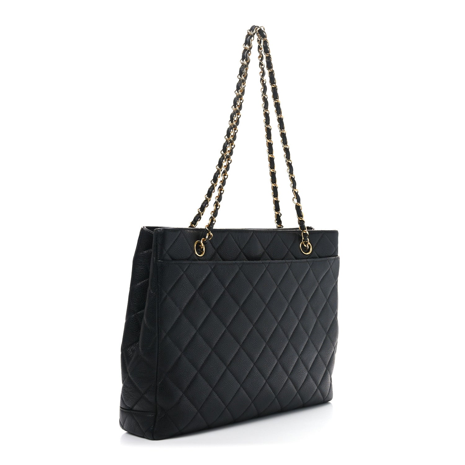 Caviar Quilted Shopper Tote Black