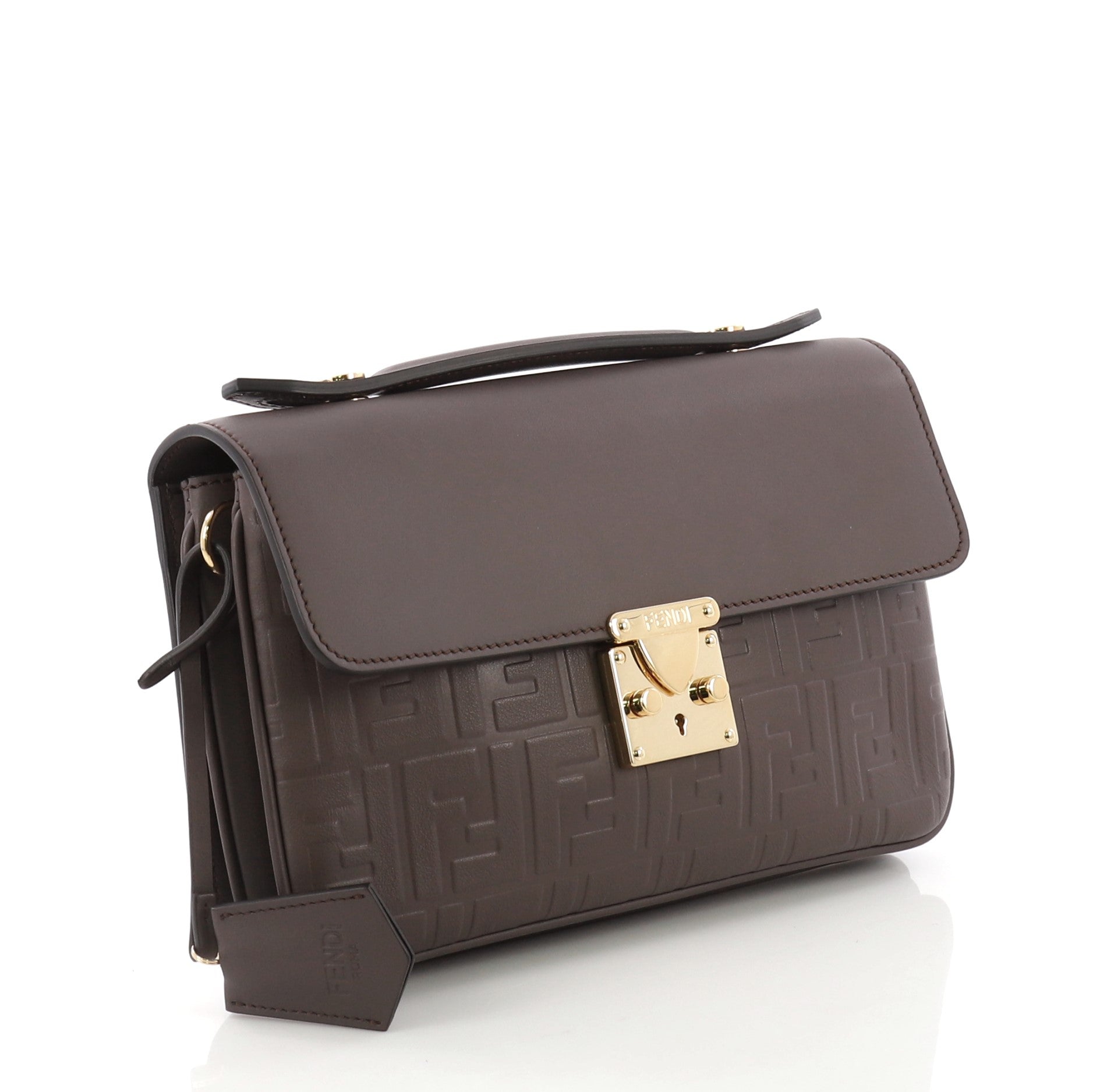 Logo Clutch Embossed Leather