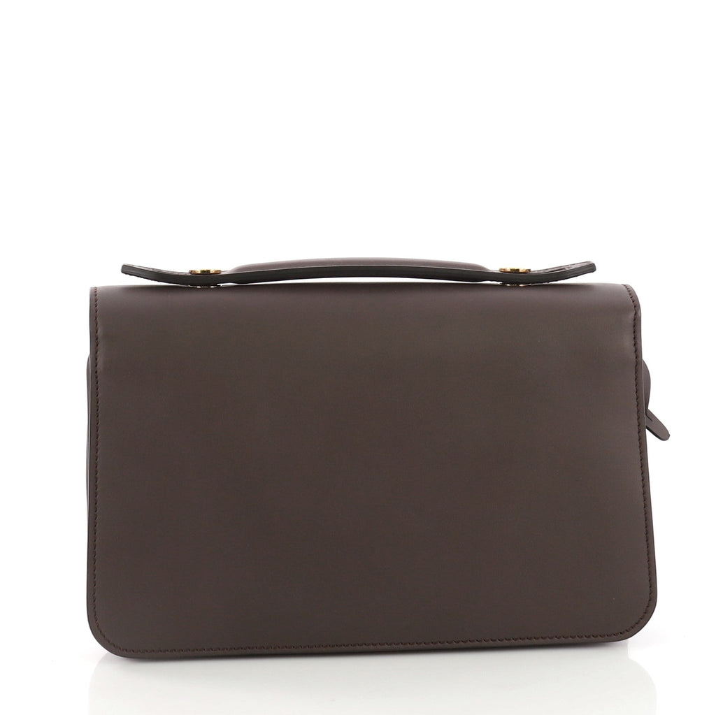 Logo Clutch Embossed Leather