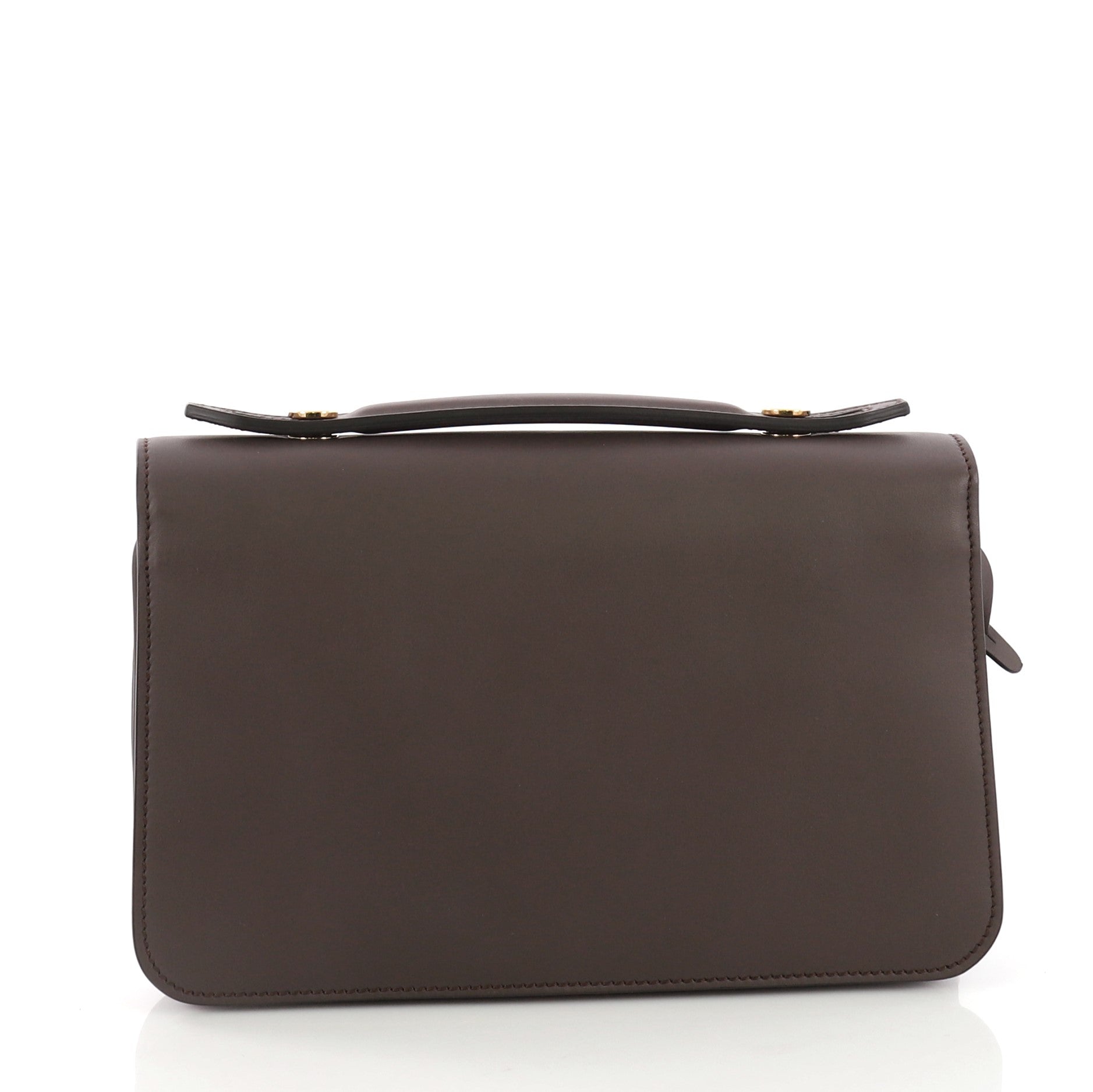 Logo Clutch Embossed Leather