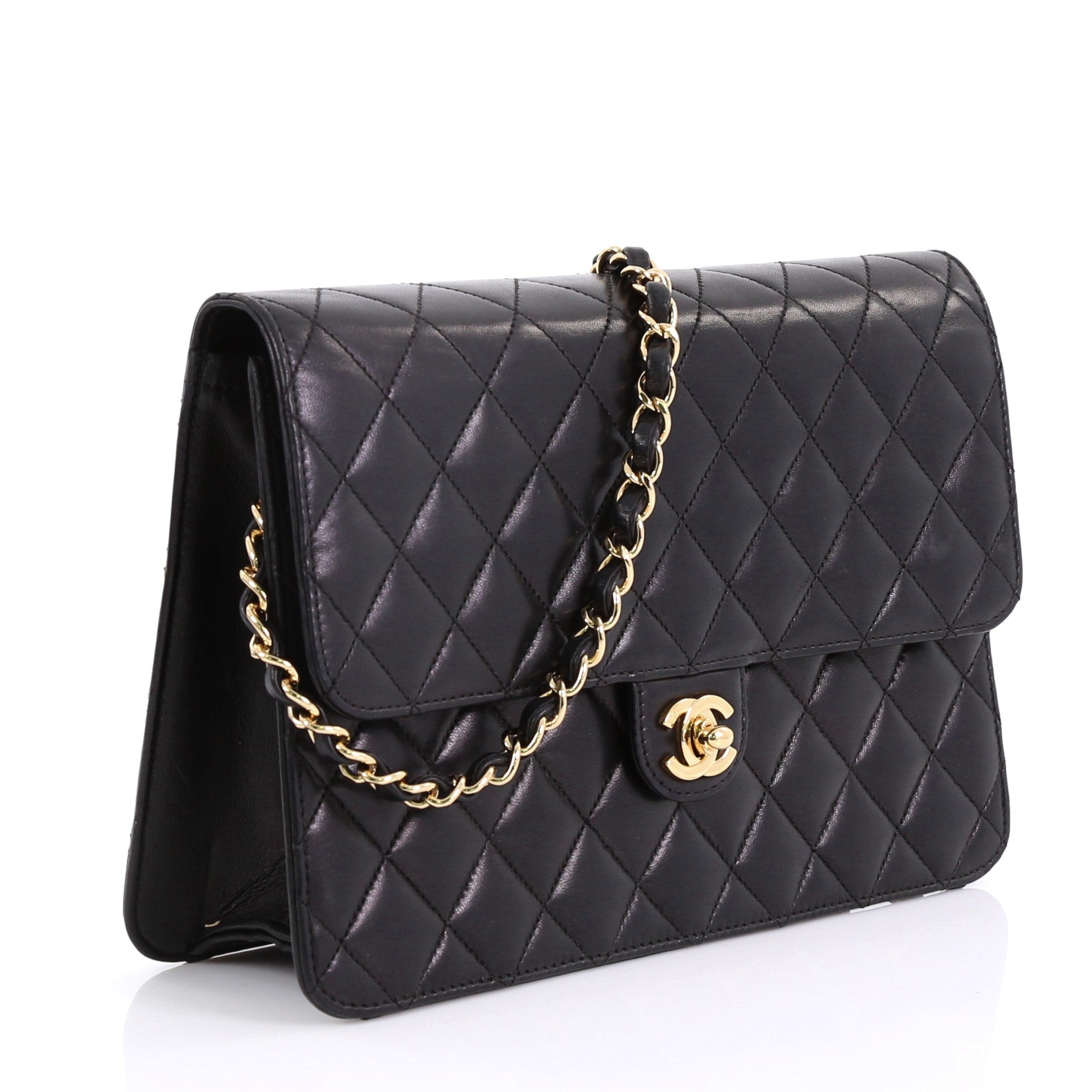 Vintage Clutch with Chain Quilted Leather Medium