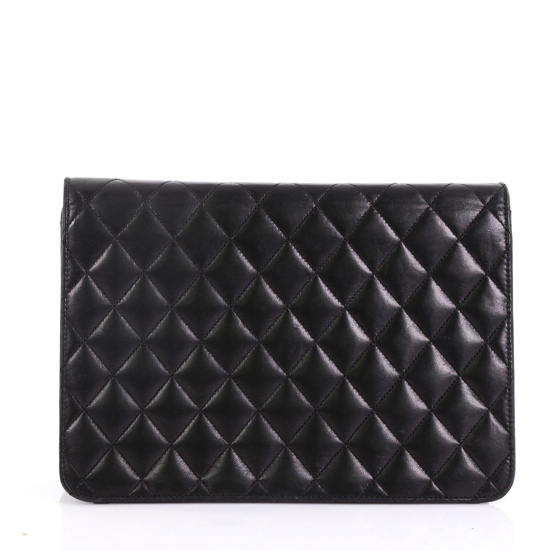 Vintage Clutch with Chain Quilted Leather Medium