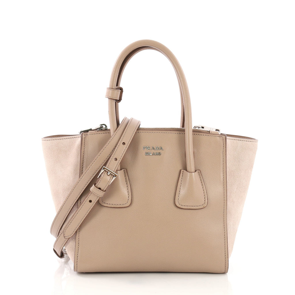 Twin Pocket Tote Glace Calf and Suede Mini