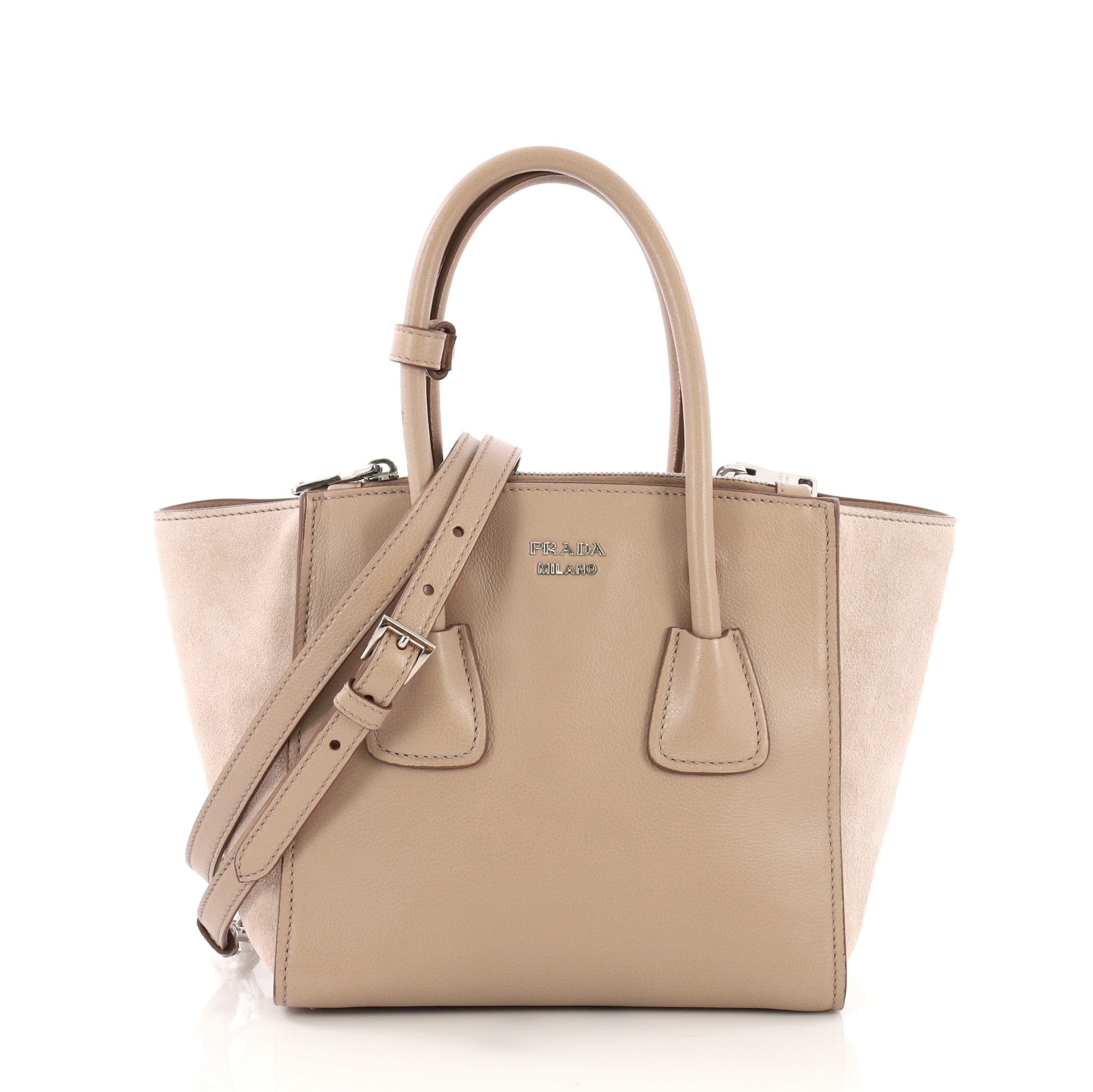 Twin Pocket Tote Glace Calf and Suede Mini