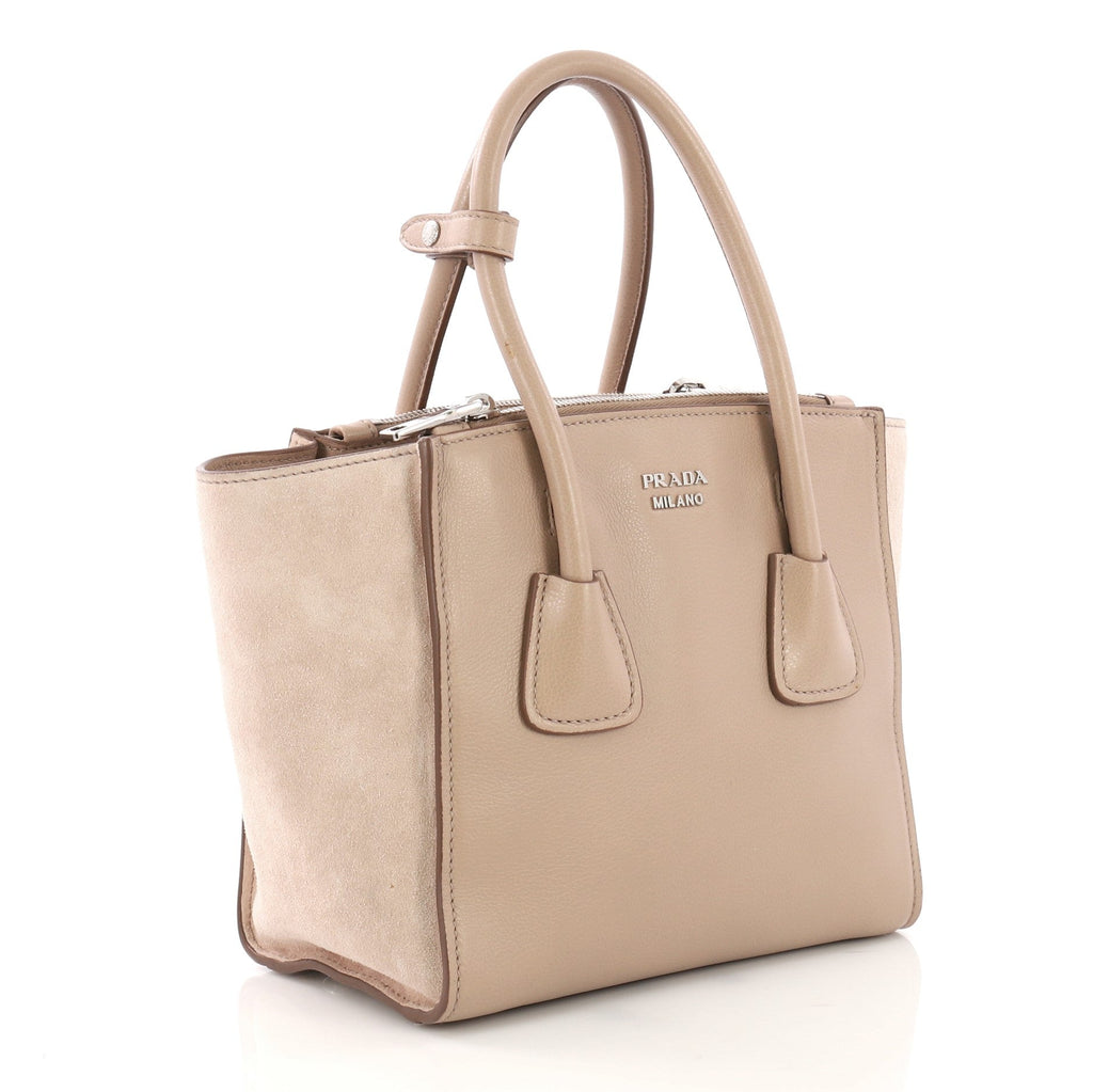 Twin Pocket Tote Glace Calf and Suede Mini