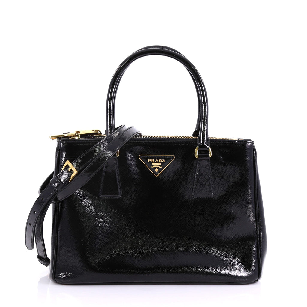 Double Zip Lux Tote Vernice Saffiano Leather Mini