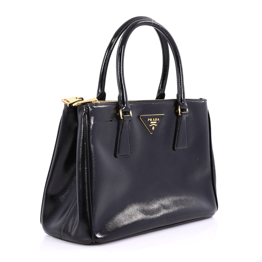 Double Zip Lux Tote Vernice Saffiano Leather Mini