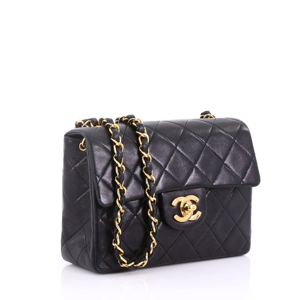 Vintage Square Classic Single Flap Bag Quilted Lambskin Mini