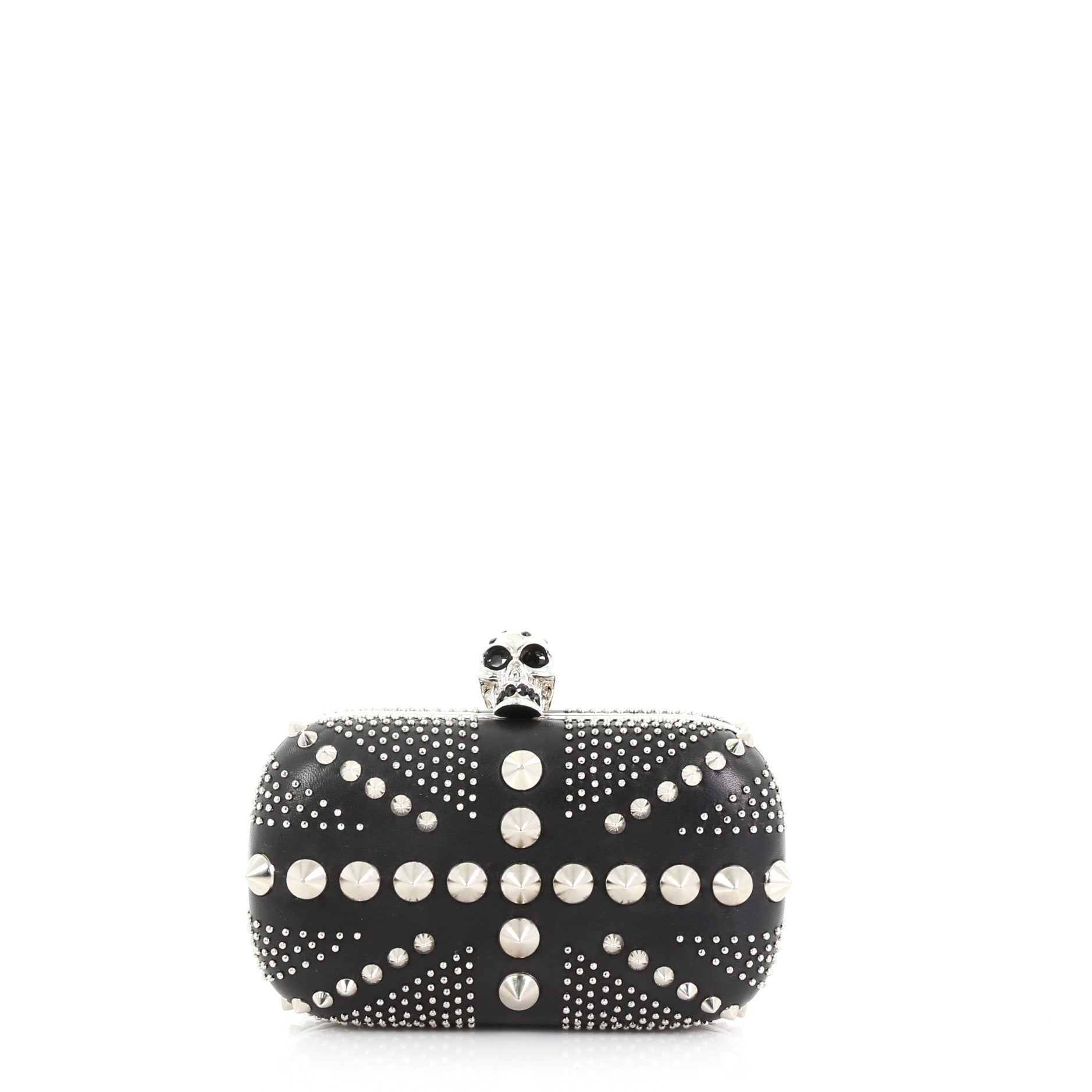 Britannia Skull Box Clutch Studded Leather Small