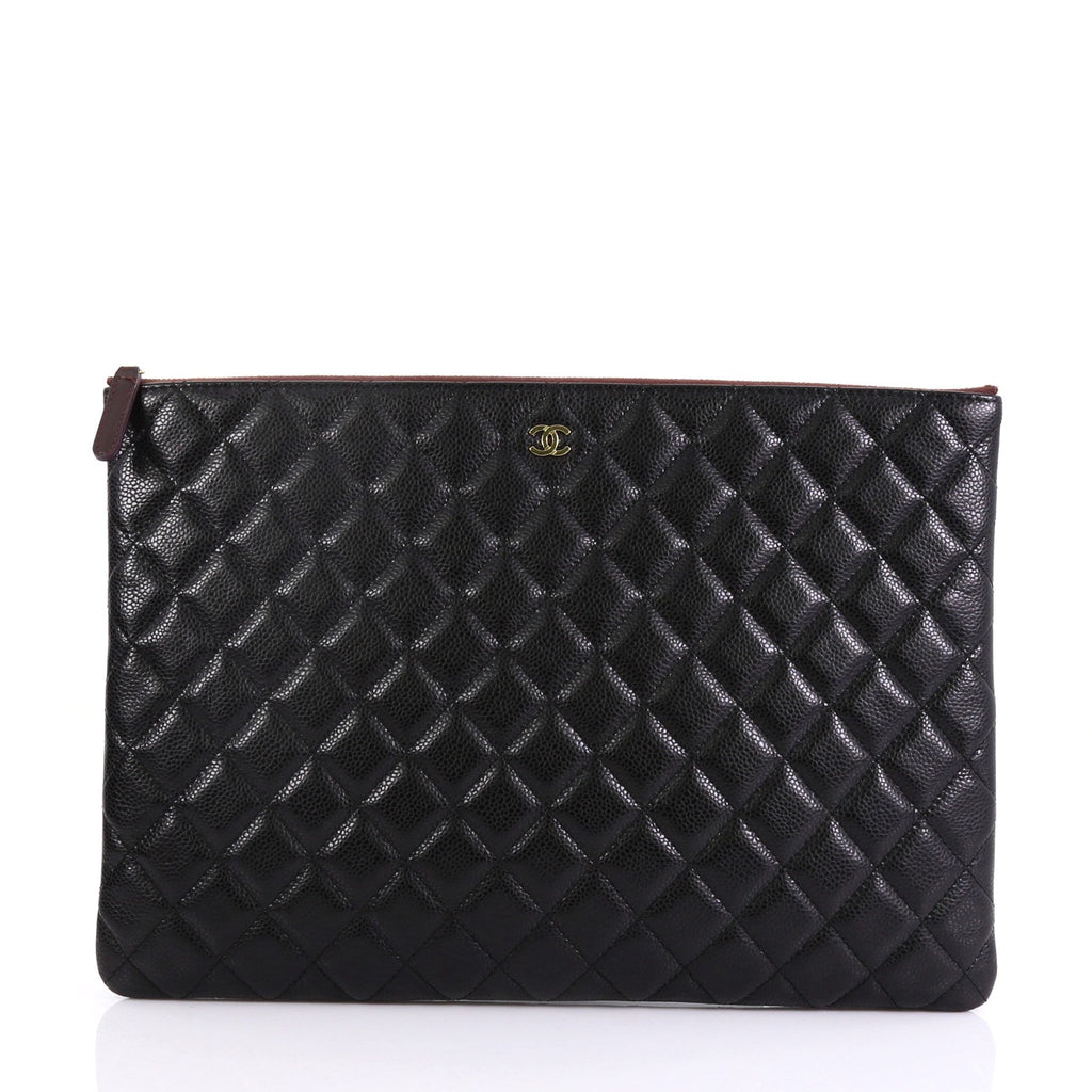 O Case Clutch Quilted Caviar Large