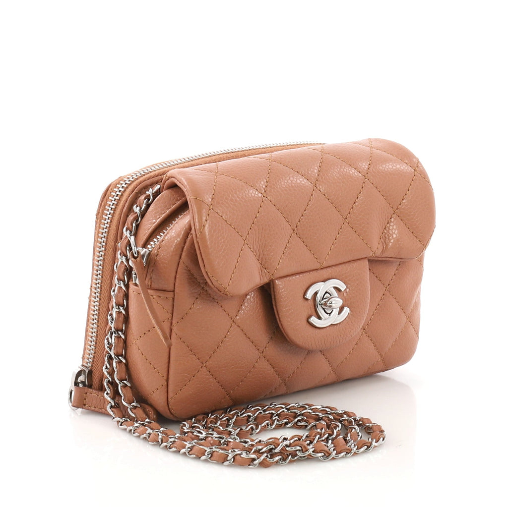 Wallet on Chain Flap Bag Quilted Caviar Mini